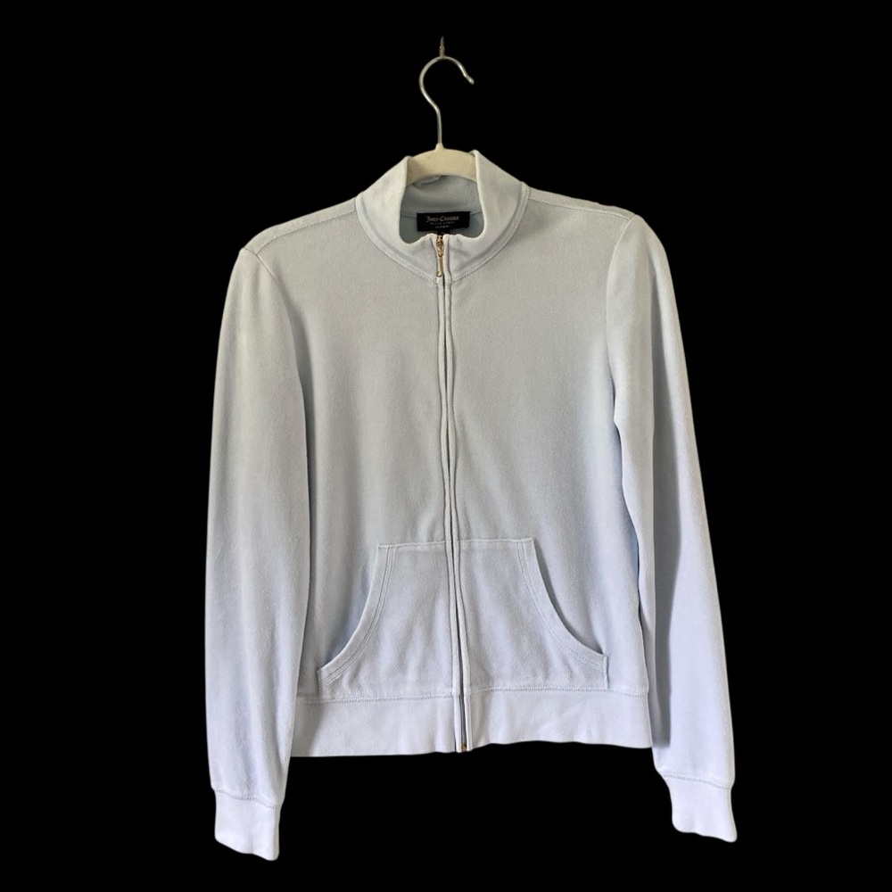 Juicy Couture women’s ice blue velour mock neck track jacket M Y2K mean girls